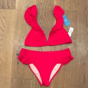 Cupshe Red Ruffle Bikini Set